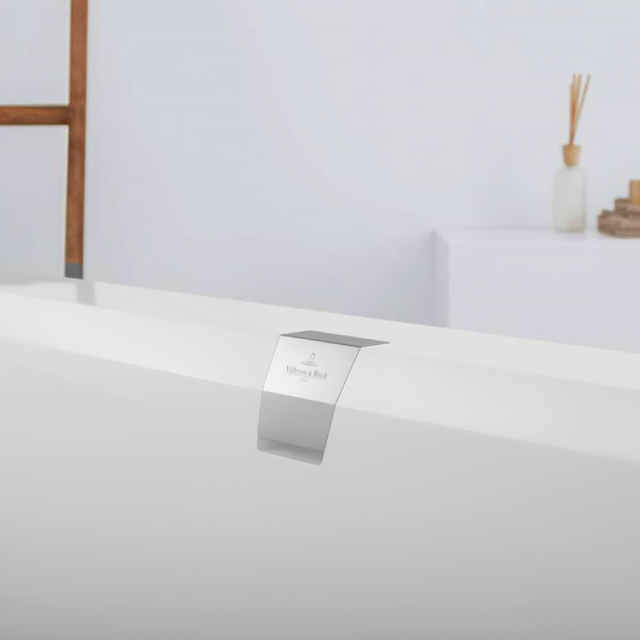 Слив-перелив Villeroy&Boch для ванны, полуавтомат, хром/белый - изображение 1