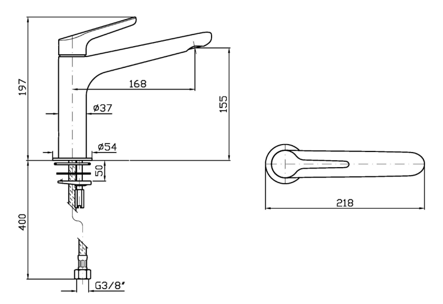 Смеситель для раковины Zucchetti Medameda, однорычажный, с удлиненным изливом L.168 мм, цвет хром - изображение 3