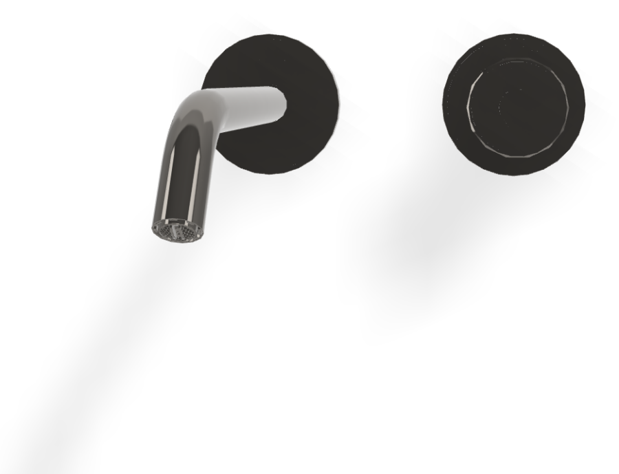 Смеситель для раковины Carlo Frattini Spillo Tech, ручка V Collection, настенный, с донным клапаном Click-Clack, излив 210 мм, внешняя часть, цвет чёрный хром - изображение 1