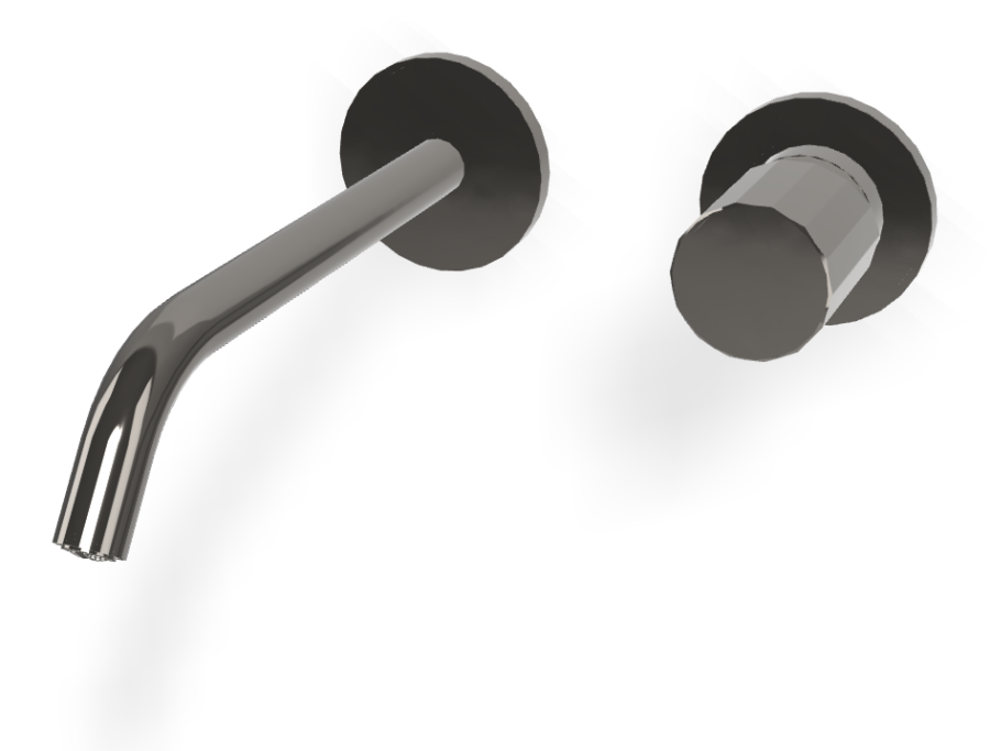 Смеситель для раковины Carlo Frattini Spillo Tech, ручка V Collection, настенный, с донным клапаном Click-Clack, излив 210 мм, внешняя часть, цвет чёрный хром