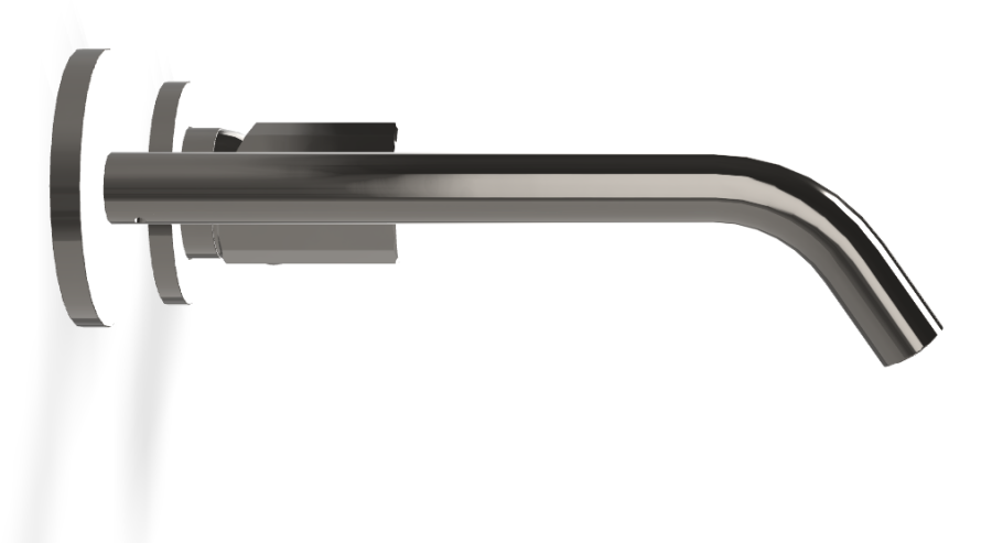 Смеситель для раковины Carlo Frattini Spillo Tech, ручка V Collection, настенный, с донным клапаном Click-Clack, излив 210 мм, внешняя часть, цвет чёрный хром - изображение 2