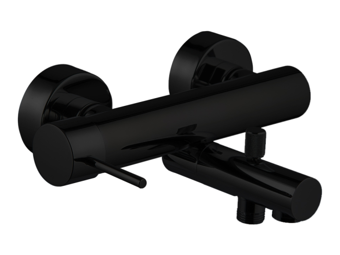 На изображении товар Смеситель для ванны Carlo Frattini Spillo Up настенного внешнего монтажа, без душевого комплекта, цвет чёрный матовый от официального представителя в Москве