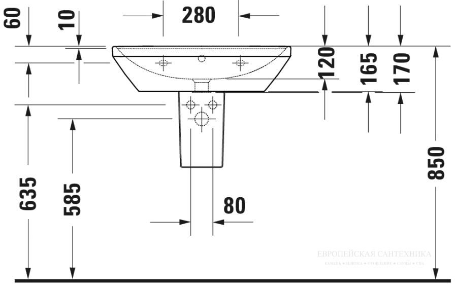 Раковина Duravit D-Neo подвесная, 650x440 мм, с переливом, 1 отверстие под смеситель, цвет белый - изображение 10