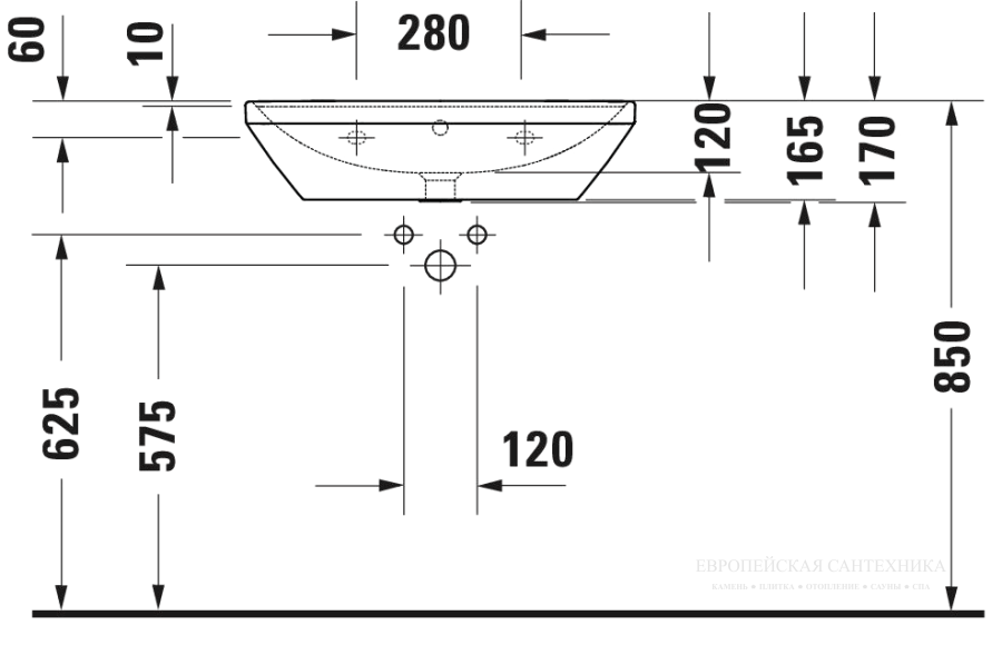 Раковина Duravit D-Neo подвесная, 650x440 мм, с переливом, 1 отверстие под смеситель, цвет белый - изображение 8