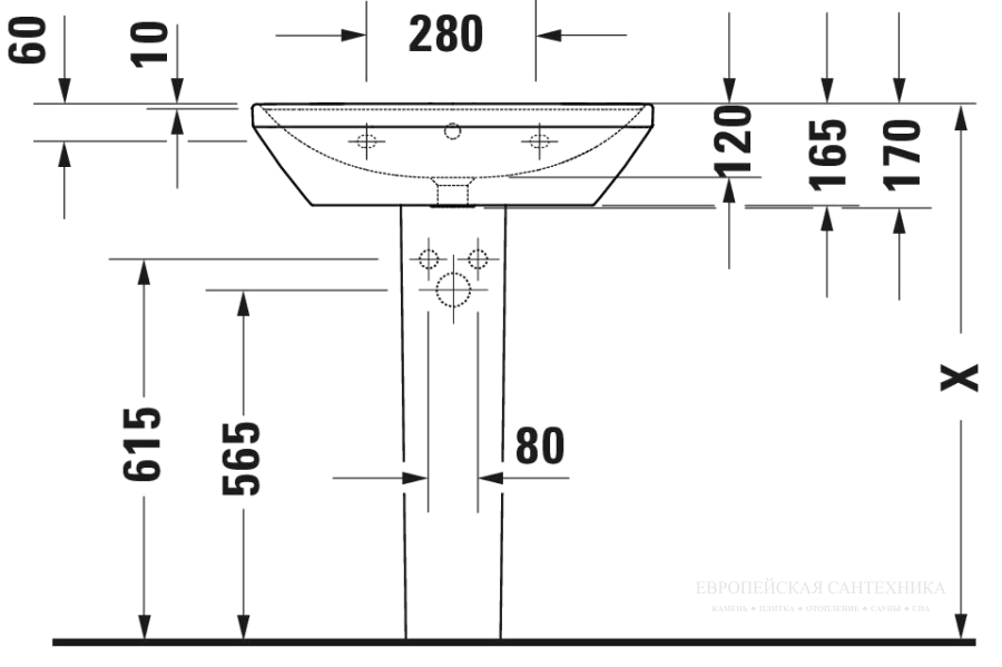 Раковина Duravit D-Neo подвесная, 650x440 мм, с переливом, 1 отверстие под смеситель, цвет белый - изображение 11