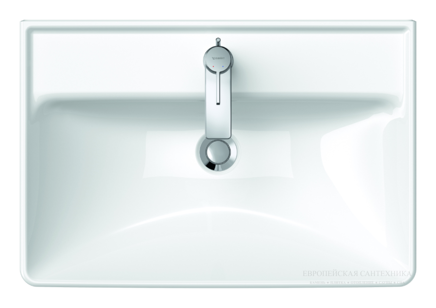 Раковина Duravit D-Neo подвесная, 650x440 мм, с переливом, 1 отверстие под смеситель, цвет белый - изображение 3