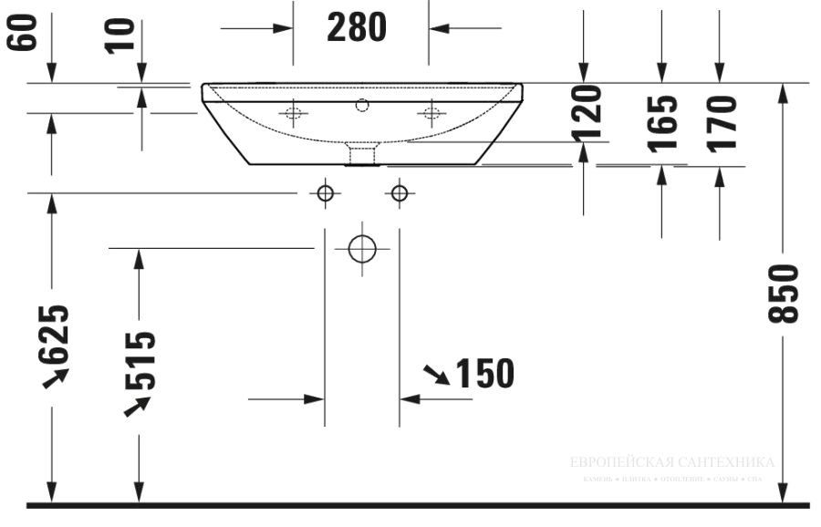 Раковина Duravit D-Neo подвесная, 650x440 мм, с переливом, 1 отверстие под смеситель, цвет белый - изображение 9