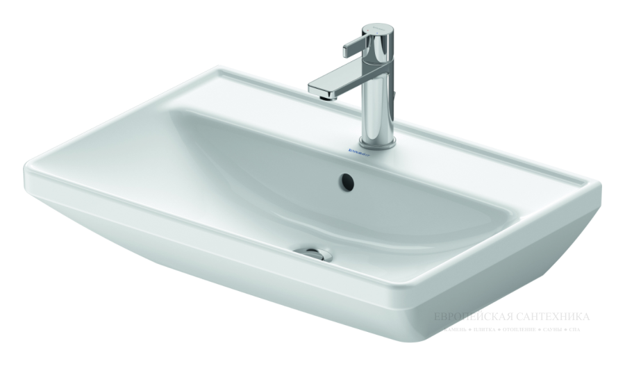 Раковина Duravit D-Neo подвесная, 650x440 мм, с переливом, 1 отверстие под смеситель, цвет белый - изображение 1