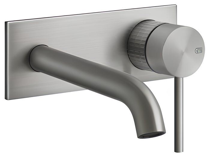 Смеситель для раковины Gessi316 Meccanica, на панели, без донного клапана, однорычажный, внешняя часть, цвет Steel Brushed