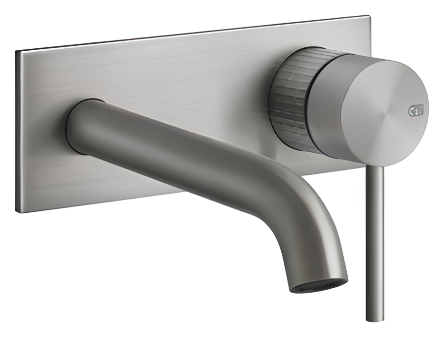 Смеситель для раковины Gessi316 Meccanica, на панели, без донного клапана, однорычажный, внешняя часть, цвет Steel Brushed