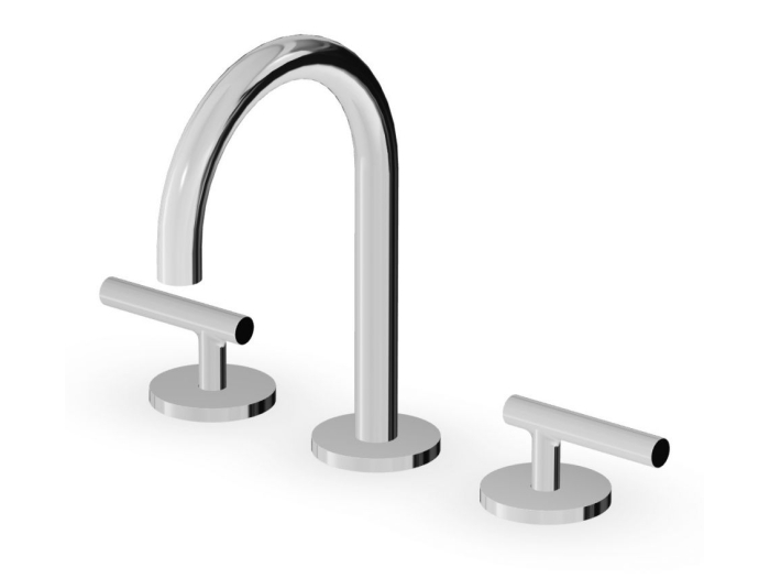 На изображении товар Смеситель для раковины Zucchetti Pan S, на 3 отверстия, аэратор, без донного клапана, гибкие шланги, цвет хром от официального представителя в Москве