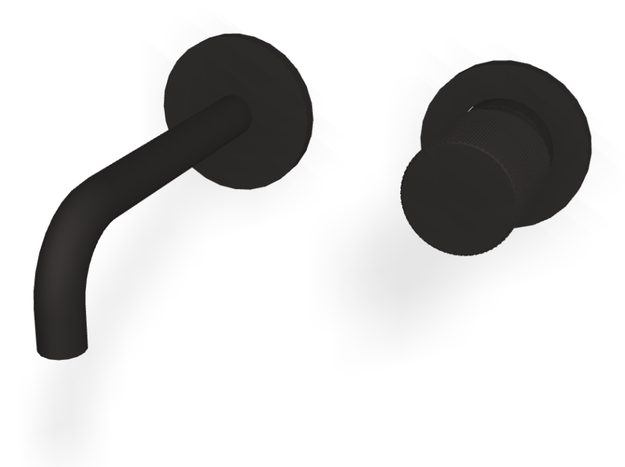 Смеситель для раковины Carlo Frattini Spillo Tech, ручка G Collection, настенный, с донным клапаном Click-Clack, излив 150 мм, внешняя часть, цвет черный матовый