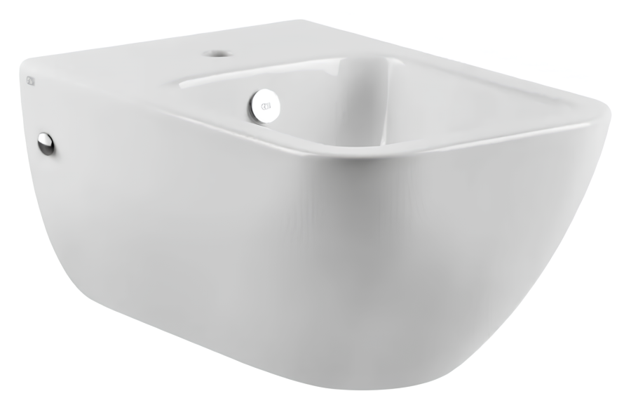 Биде Gessi, подвесное, с переливом White European Ceramic, хромированными пробками для перелива и боковых отверстий, цвет белый глянец