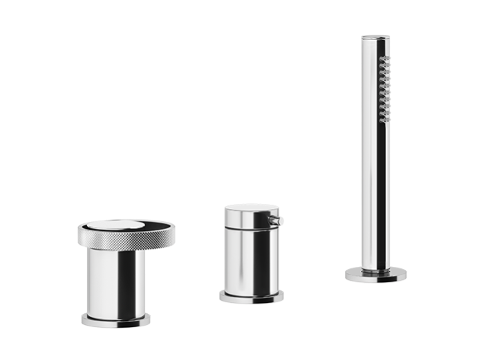 На изображении товар Смеситель на борт ванны Gessi Anello, с ручным душем, цвет Сhrome от официального представителя в Москве