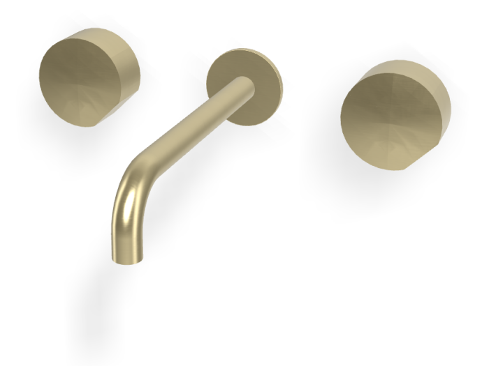 На изображении товар Смеситель для раковины Carlo Frattini SO, настенный, без ручек, с донным клапаном Click-Clack, излив 200 мм, внешняя часть, цвет брашированная шампань от официального представителя в Москве