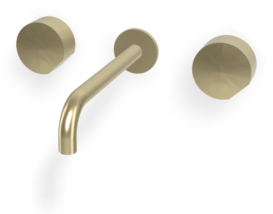 Смеситель для раковины Carlo Frattini SO, настенный, без ручек, с донным клапаном Click-Clack, излив 200 мм, внешняя часть, цвет брашированная шампань