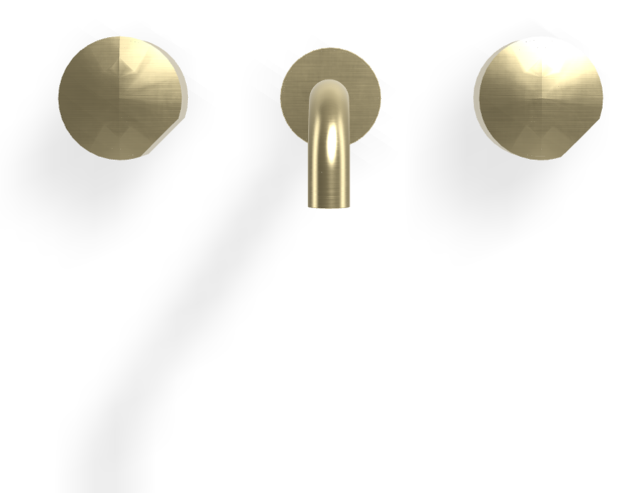 Смеситель для раковины Carlo Frattini SO, настенный, без ручек, с донным клапаном Click-Clack, излив 200 мм, внешняя часть, цвет брашированная шампань - изображение 1