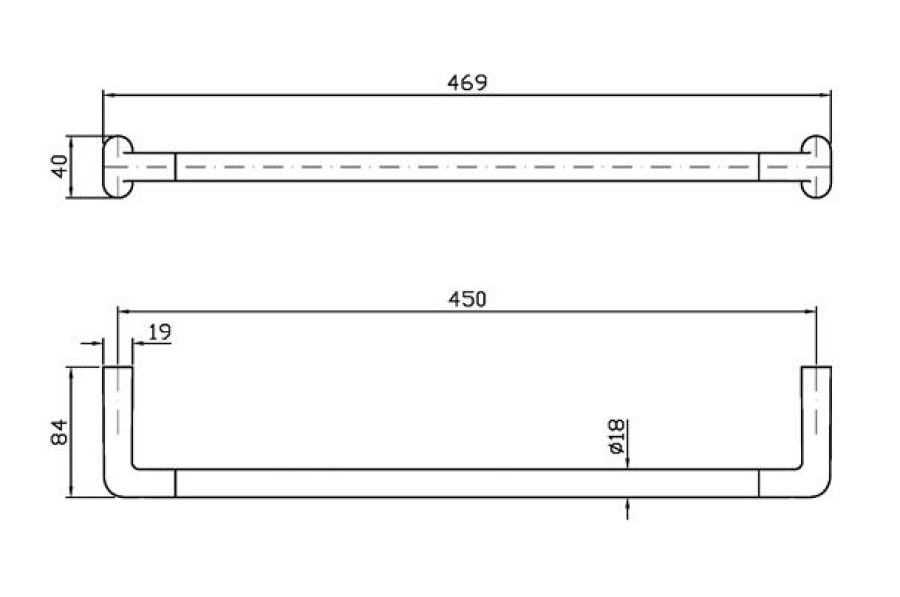Полотенцедержатель Zucchetti Medameda, настенный, L. 450 мм, цвет Brushed Metal Black - изображение 1