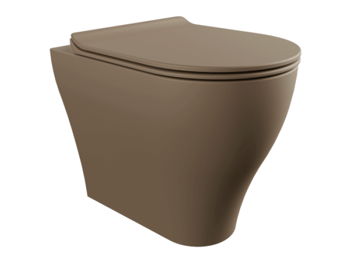 На изображении товар Унитаз Flaminia App напольный, приставной, 520х350 мм, безободковый с системой goclean, цвет Fango от официального представителя в Москве