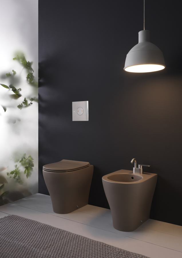 Унитаз Flaminia App напольный, приставной, 520х350 мм, безободковый с системой goclean, цвет Fango - изображение 1