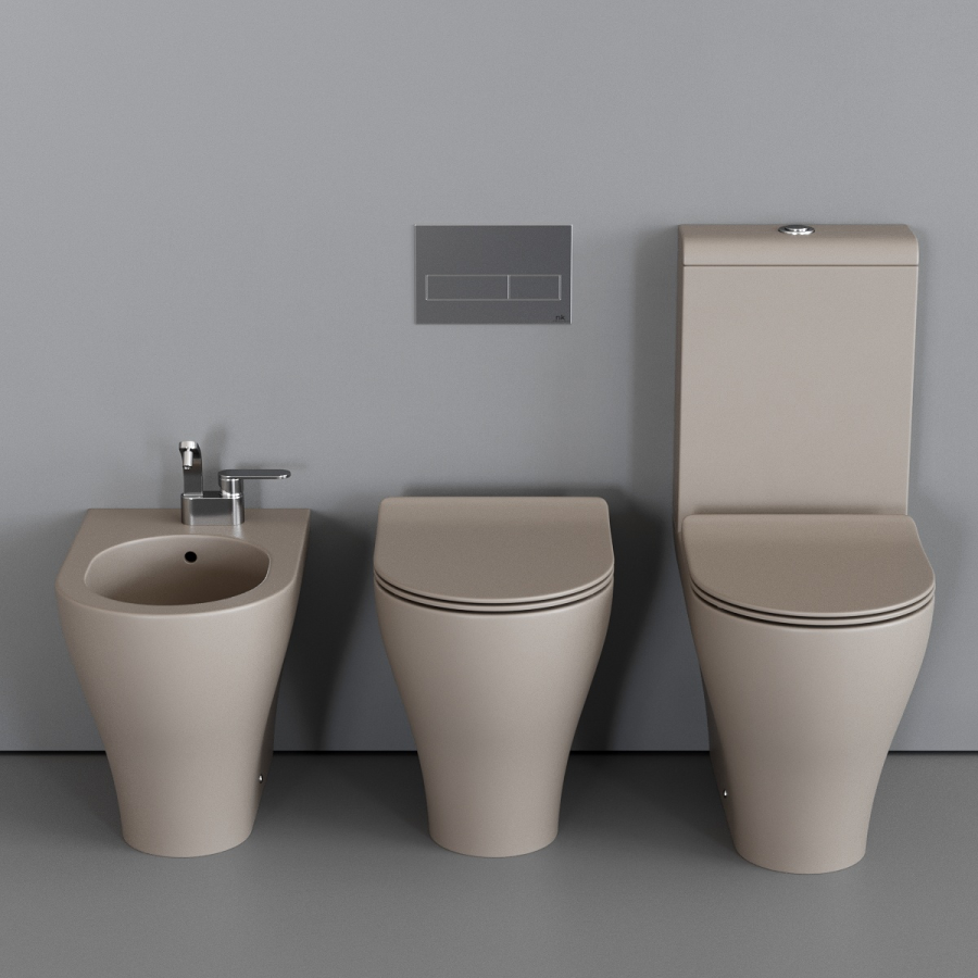 Унитаз Flaminia App напольный, приставной, 520х350 мм, безободковый с системой goclean, цвет Fango - изображение 3