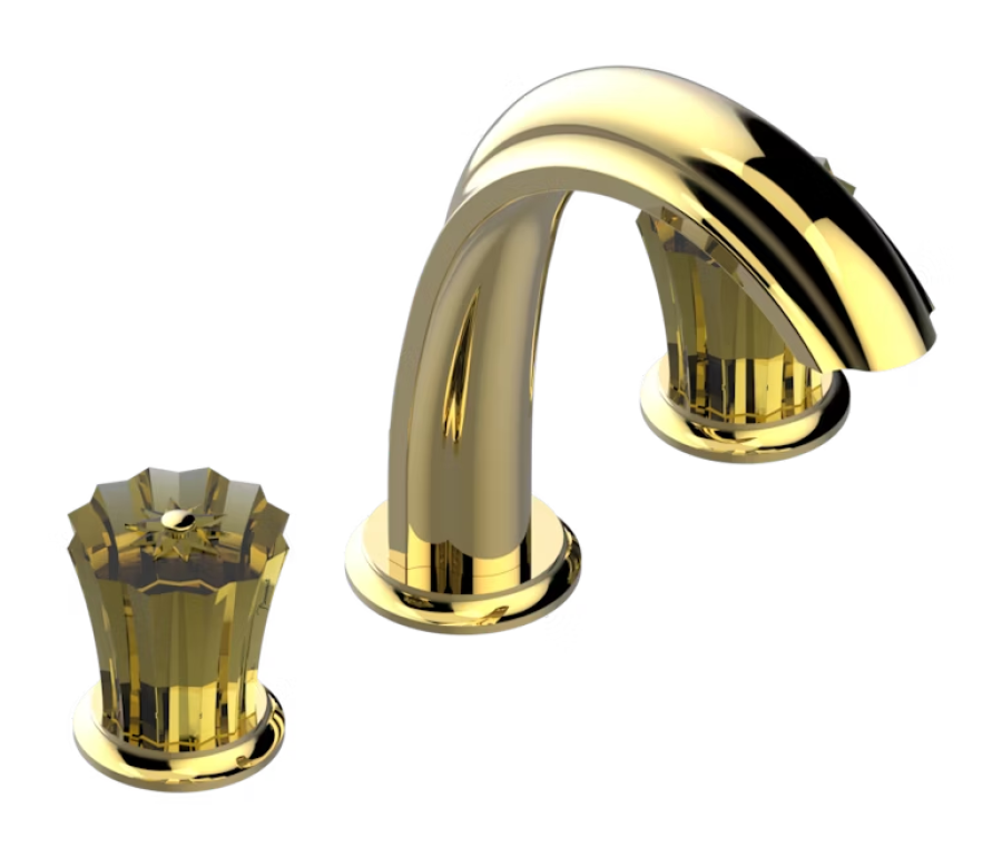 Смеситель THG Mille Nuits - Champagne crystal, для раковины, на 3 отверстия, донный клапан, цвет Gold PVD