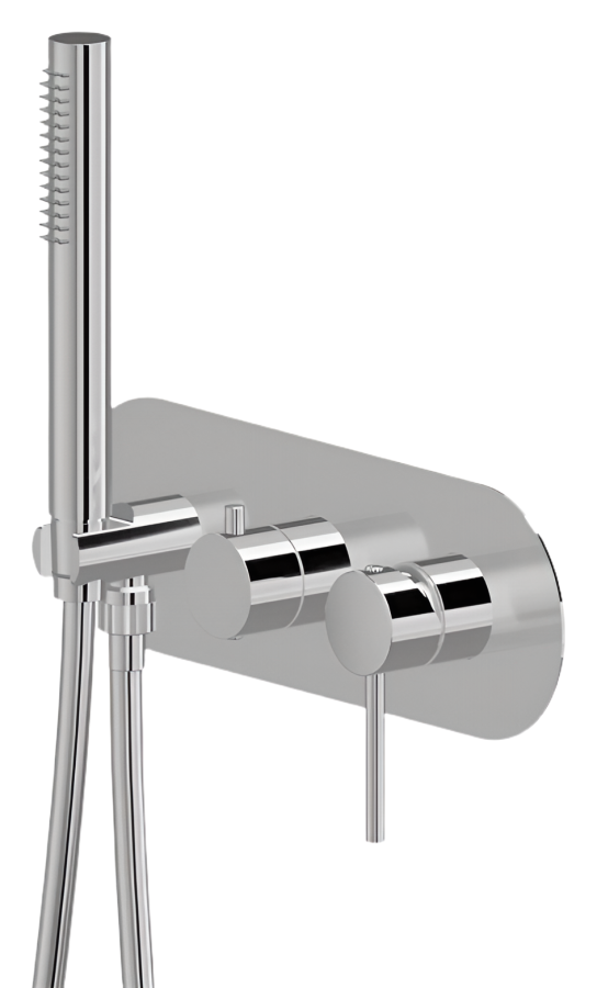 Смеситель для душа Newform XT, встраиваемый, с ручным душем, на 2 выпуска, внешняя часть, цвет Titanium Satin