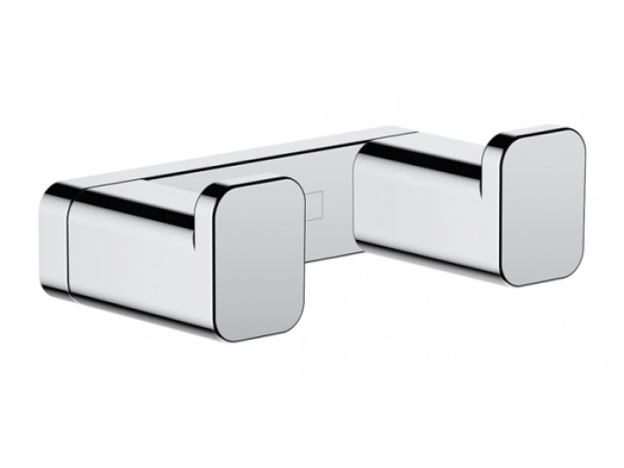 На изображении товар Крючок Hansgrohe AddStoris Q, двойной, настенный, скрытое крепление, цвет хром от официального представителя в Москве