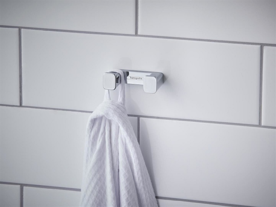 Крючок Hansgrohe AddStoris Q, двойной, настенный, скрытое крепление, цвет хром - изображение 2
