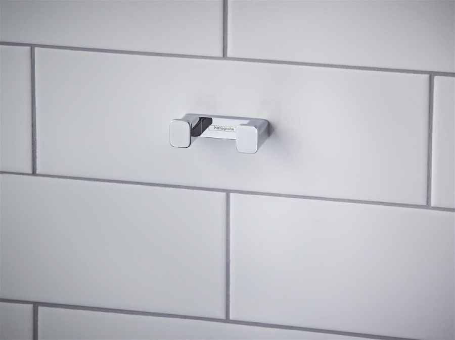 Крючок Hansgrohe AddStoris Q, двойной, настенный, скрытое крепление, цвет хром - изображение 1