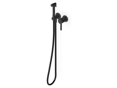 Гигиенический душ Zucchetti Miscellaneous, для туалета/биде: встроенный однорычажный смеситель, лейка с клапаном и держателем, шланг 1200 мм, цвет чёрный матовый