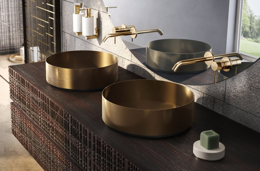 Дозатор Gessi316, настенный, цвет White/Warm Bronze Brushed PVD - изображение 1