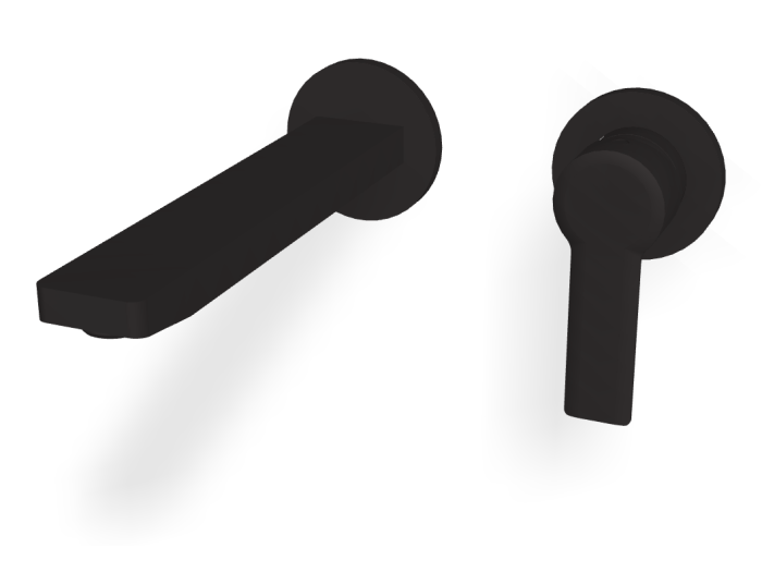 На изображении товар Смеситель для раковины Carlo Frattini Mast, однорычажный, с донным клапаном Click-Clack, Н-125 мм, внешняя часть, цвет чёрный матовый от официального представителя в Москве