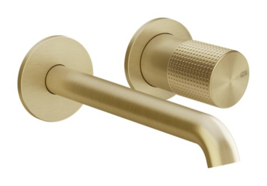 Смеситель для раковины Gessi Habito, встраиваемый, настенный, цвет Brushed Brass PVD