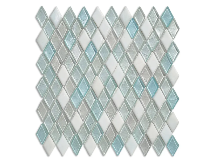 На изображении товар Sicis Стеклянная мозаика Diamond Blends ITEM 02 Unicorn Blend chips size 23х40 mm sheet size 259x266 mm от официального представителя в Москве