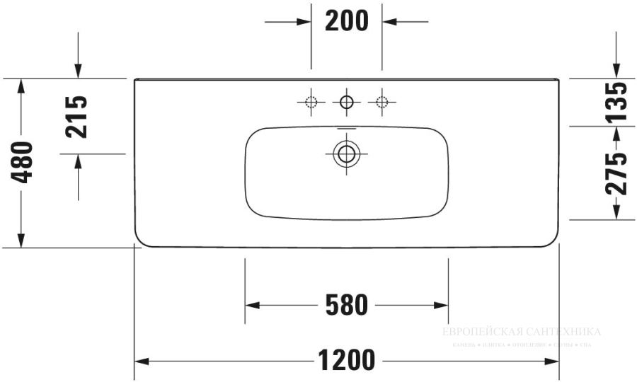 Раковина Duravit DuraStyle для мебели, 1200x480 мм, с переливом, с 1 отверстием под смеситель, цвет белый - изображение 9