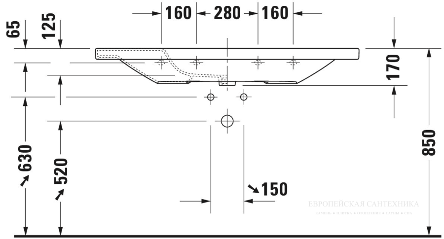 Раковина Duravit DuraStyle для мебели, 1200x480 мм, с переливом, с 1 отверстием под смеситель, цвет белый - изображение 10