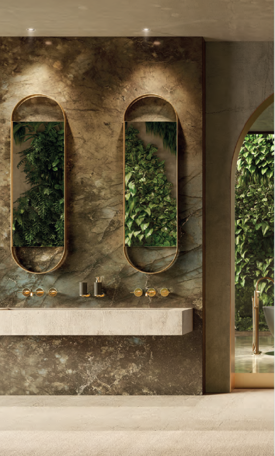 Смеситель для раковины Newform Blink Chic, на 3 отверстия, встраиваемый, настенный, без донного клапана, внешняя часть, цвет PVD Brushed Pale Gold - изображение 1