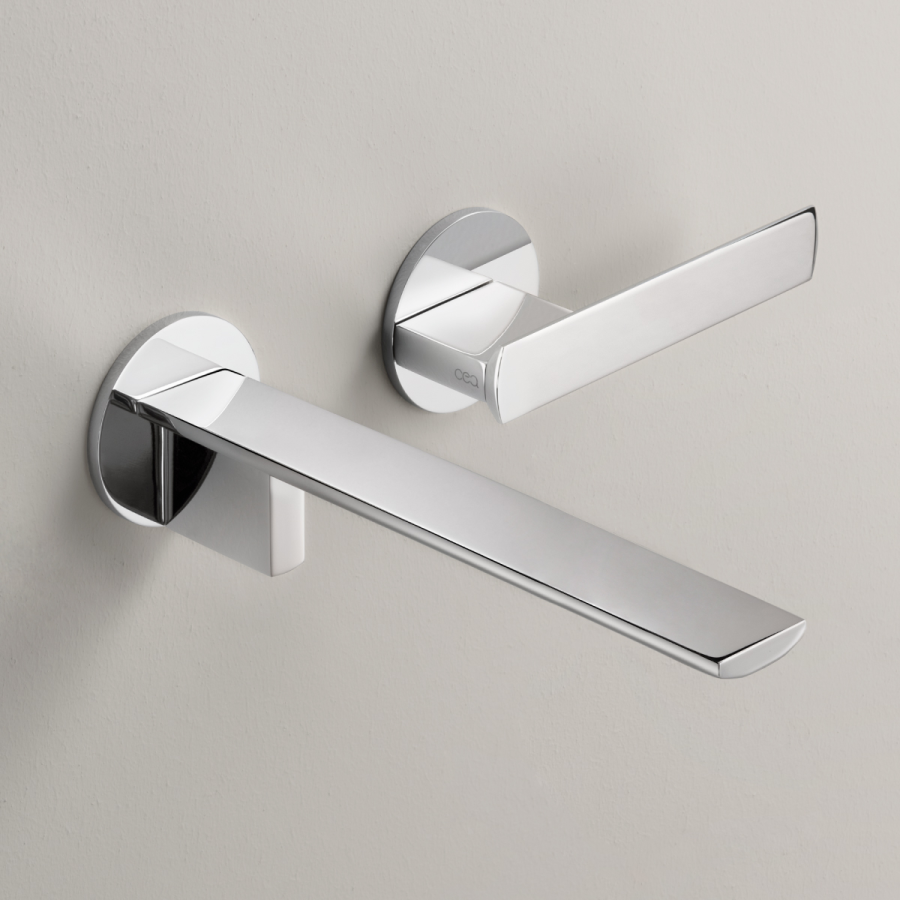 Смеситель CEA Design Ayla, настенный, на 2 отверстия, излив L. 185 мм, внешняя часть, сталь, цвет полированная медь - изображение 1