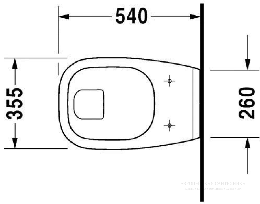 Унитаз подвесной Duravit D-Code, 540 х 355 мм, горизонтальный смыв, цвет белый - изображение 3