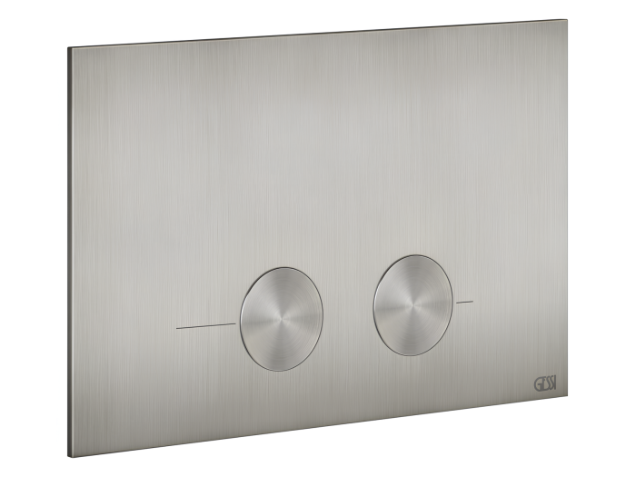 На изображении товар Клавиши смыва Gessi, для унитаза, к инсталляции Geberit (Geberit Sigma 8 и Geberit Sigma 12), цвет Steel Brushed от официального представителя в Москве