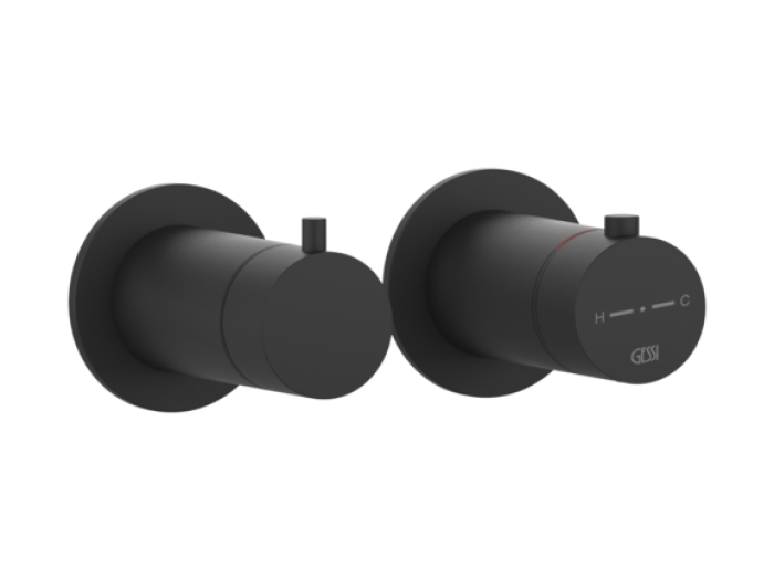 На изображении товар Термостат Gessi 316, встраиваемый, на 2 выхода, цвет Matte Black от официального представителя в Москве