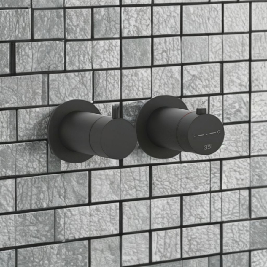 Термостат Gessi 316, встраиваемый, на 2 выхода, цвет Matte Black - изображение 1