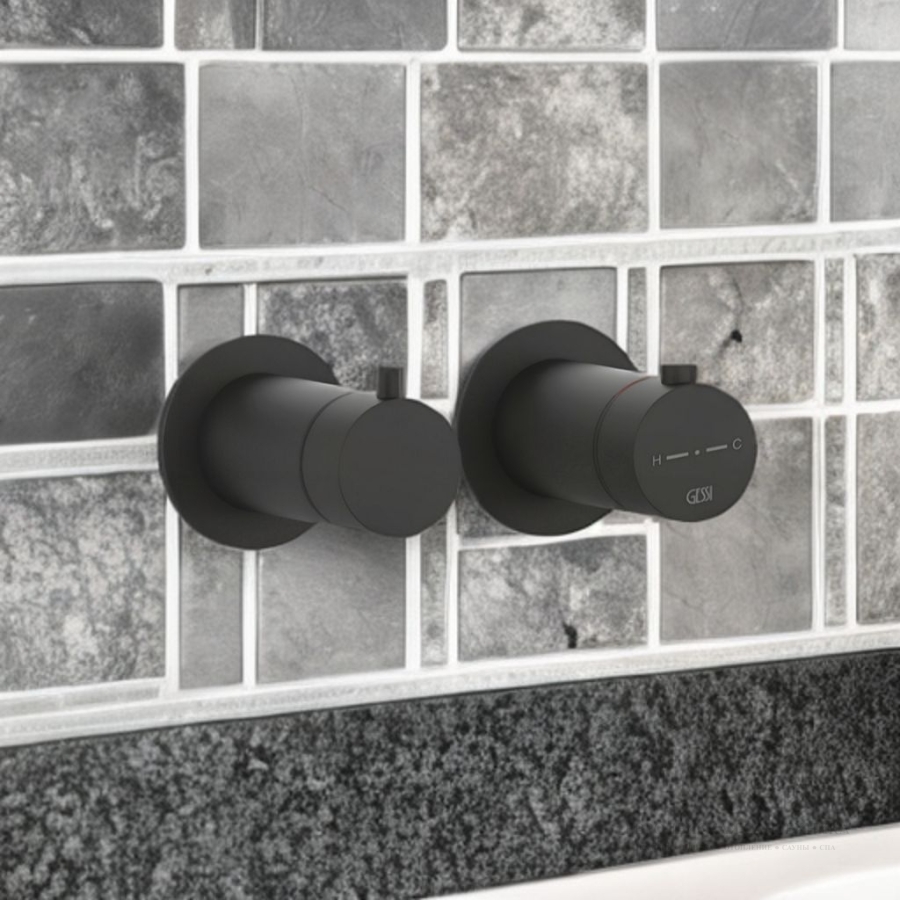 Термостат Gessi 316, встраиваемый, на 2 выхода, цвет Matte Black