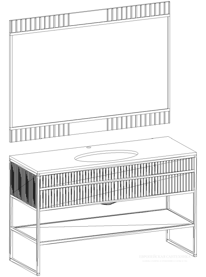 Комплект мебели Oasis Academy из 4 элементов, L1400 мм, в отделке Lucido Nero Ribbed, фурнитура золото - изображение 5