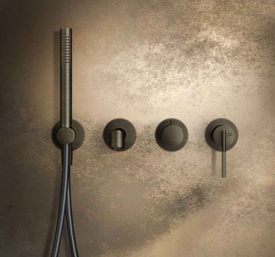 Cмеситель Gessi Ingranaggio, настенный, с переключателем ванна-душ, встраиваемый, цвет Brushed Brass PVD - изображение 1