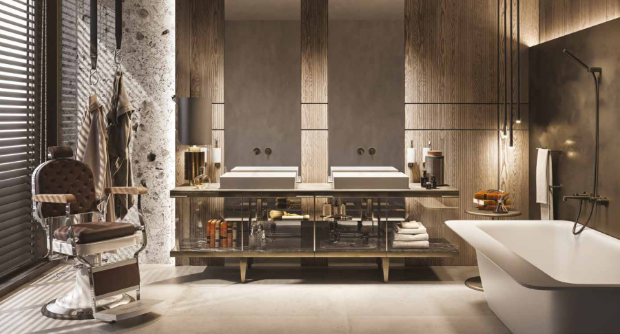 Cмеситель Gessi Ingranaggio, настенный, с переключателем ванна-душ, встраиваемый, цвет Brushed Brass PVD - изображение 3