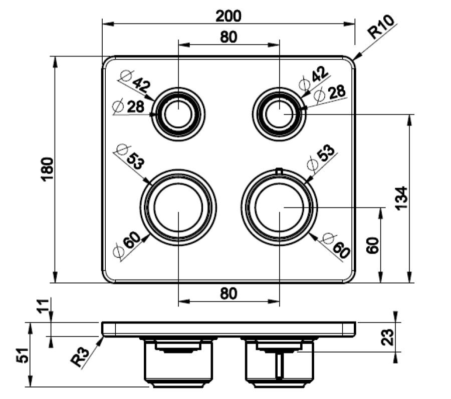 Термостат Gessi HI-FI Eclectic, встраиваемый, до 2 функций одновременно, с кнопками вкл/выкл, внешняя часть, цвет Copper Brushed PVD - изображение 1