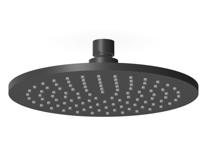На изображении товар Верхний душ Zucchetti Shower, латунь, D-200 мм, фиксированная струя с системой защиты от накипи, толщина 8 мм, цвет чёрный матовый от официального представителя в Москве