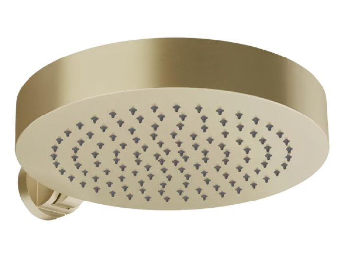 На изображении товар Верхний душ Gessi, Ø32 мм, с регулируемым углом наклона, для стойки 63209, 63210, цвет Brushed Brass PVD от официального представителя в Москве